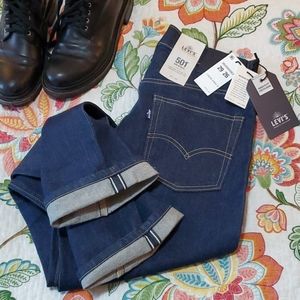 Levi's 501 Selvedge Denim 29 x 26 Dark Raw Ankle